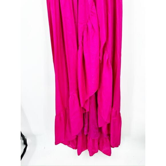 Mac Duggal 67835 Magenta Pink Taffeta Hi-Low Ruffle Cocktail Prom Gown Size 4 - Picture 6 of 7